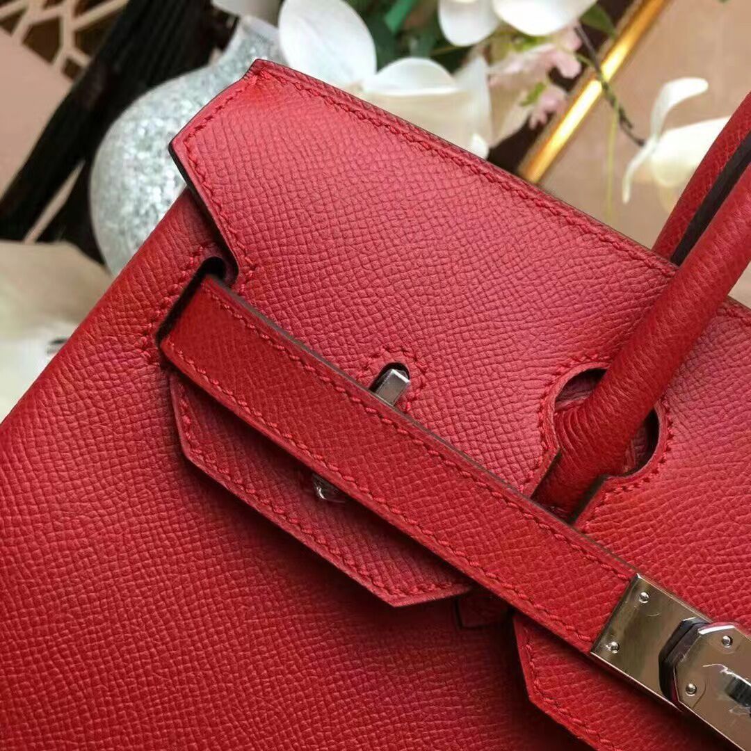 Hermes Birkin 30cm Bag in Original Epsom Leather Red - Click Image to Close